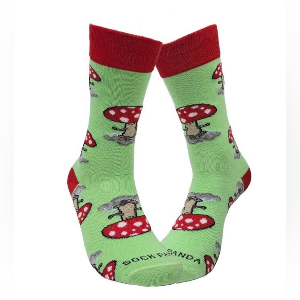 Meditating Mushroom Men's Socks - Red and Green